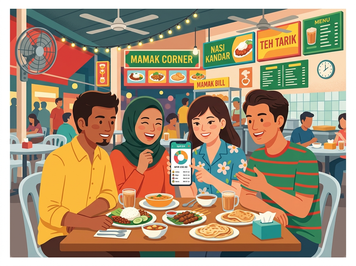 Friends eating at a mamak restaurant and splitting the bill with CincaiKira